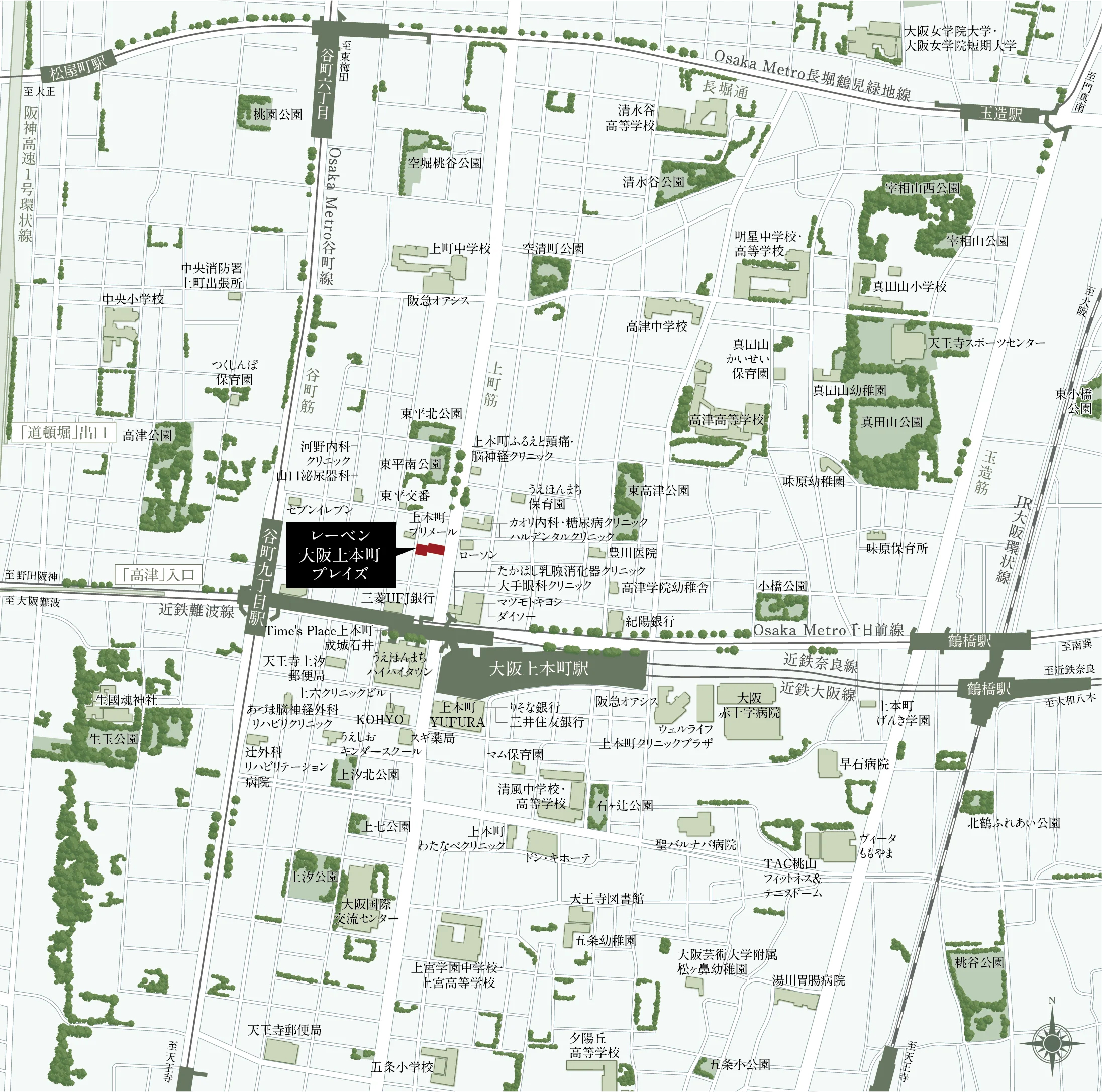 レーベン大阪上本町プレイズ：案内図