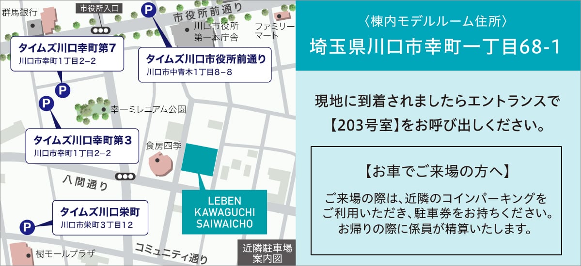 レーベン川口幸町：モデルルーム地図