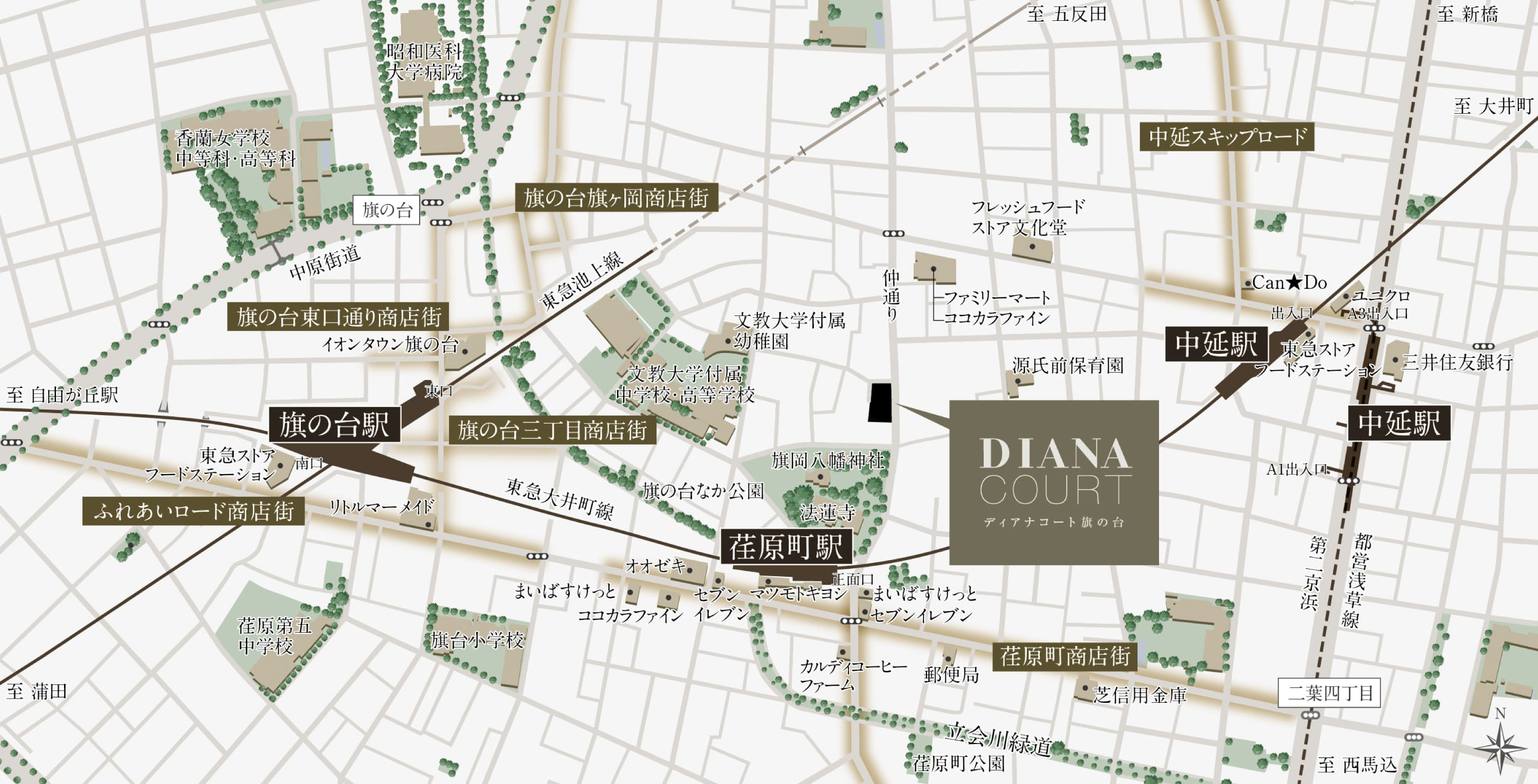 ディアナコート旗の台：案内図