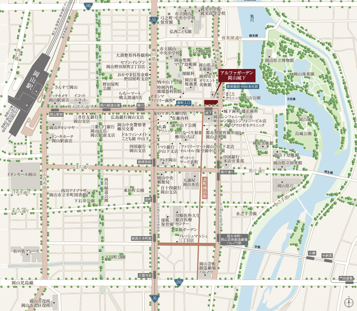 アルファガーデン岡山城下：案内図