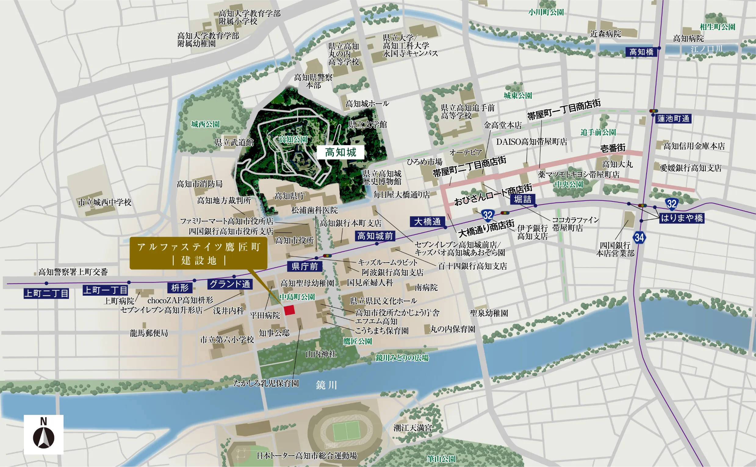 アルファステイツ鷹匠町：案内図