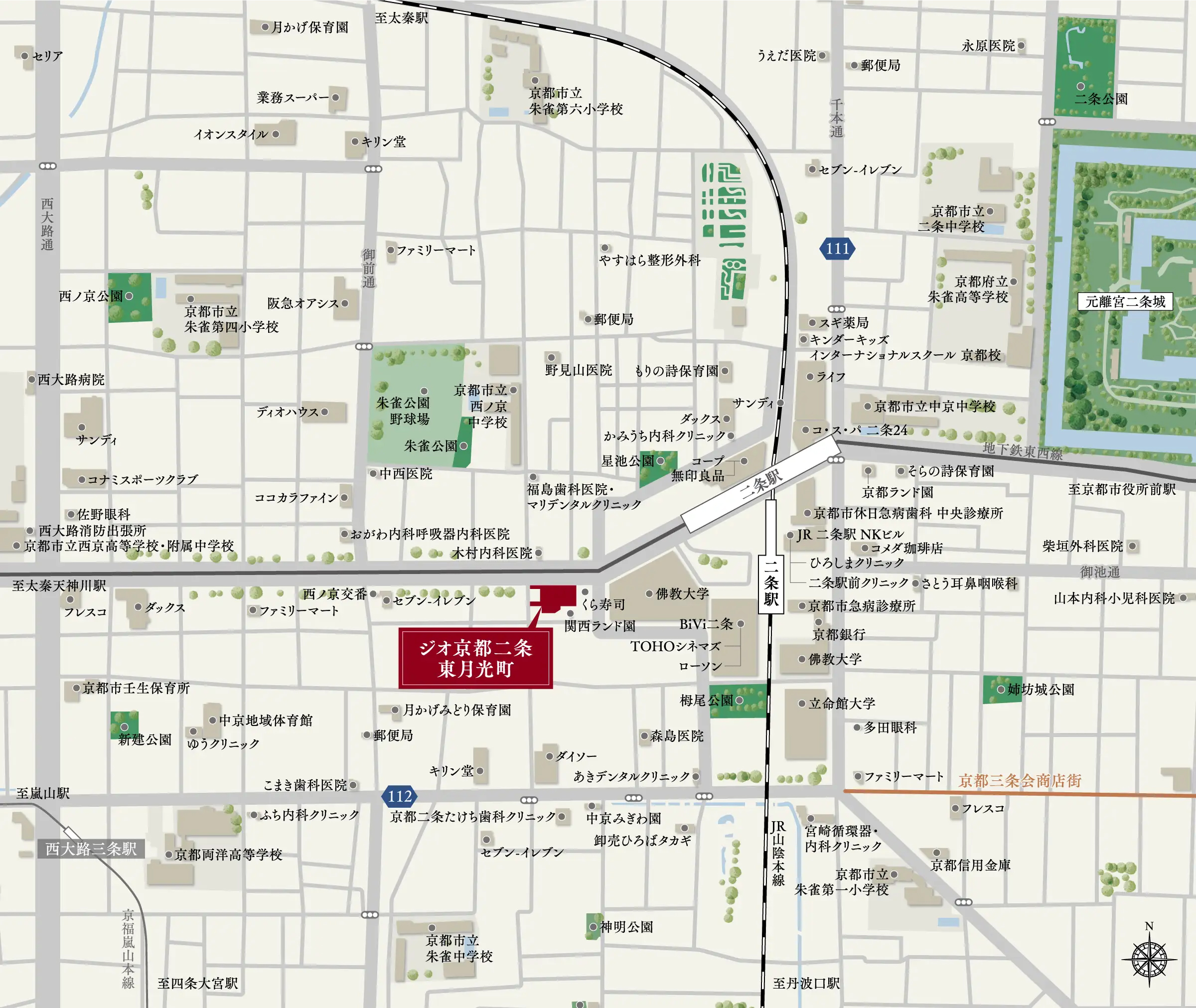 ジオ京都二条東月光町：案内図