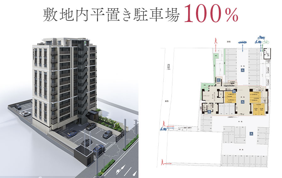 ファーネスト鹿大前グレイス 敷地内平置き駐車場【100％完備】