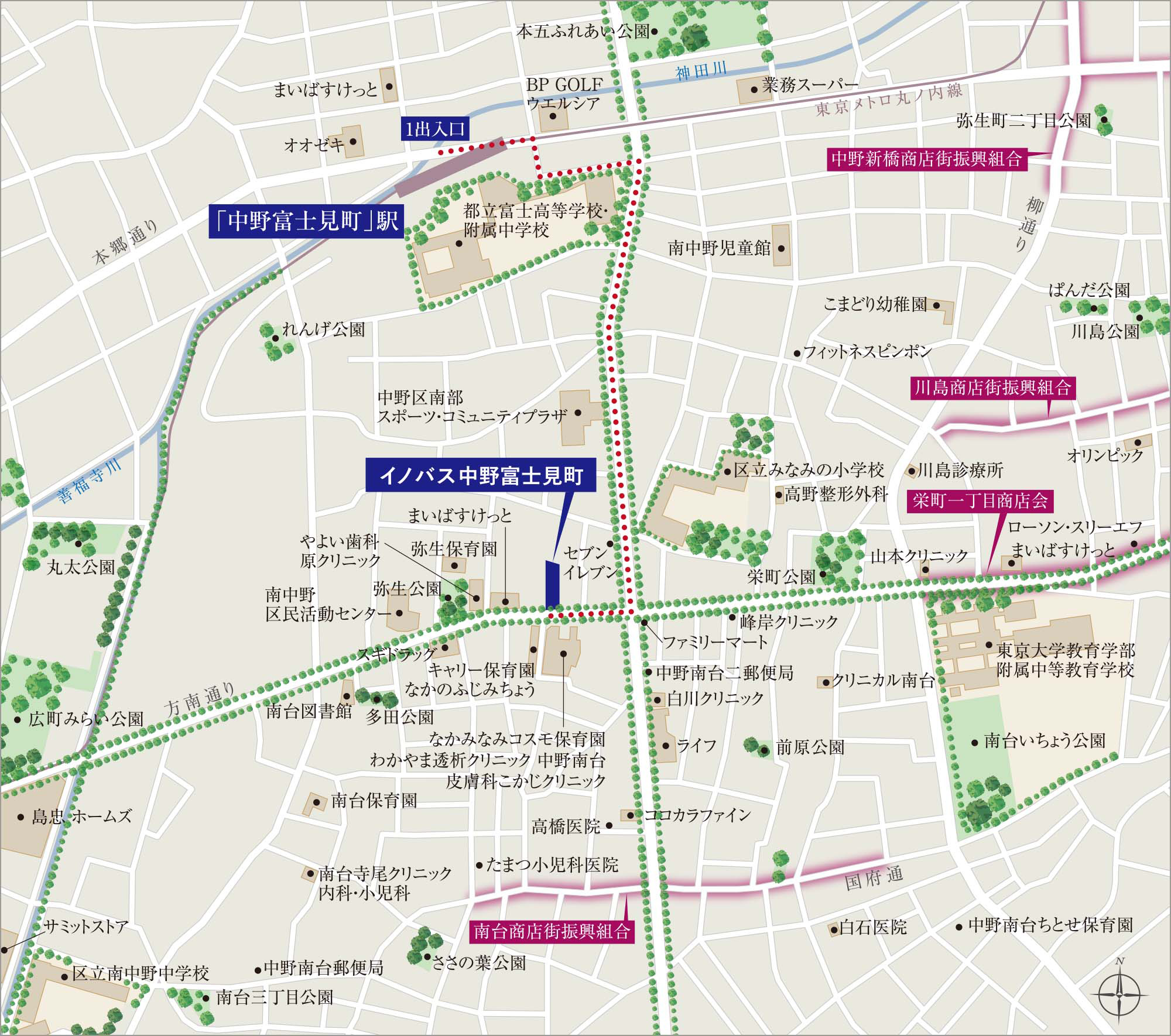 イノバス中野富士見町：案内図