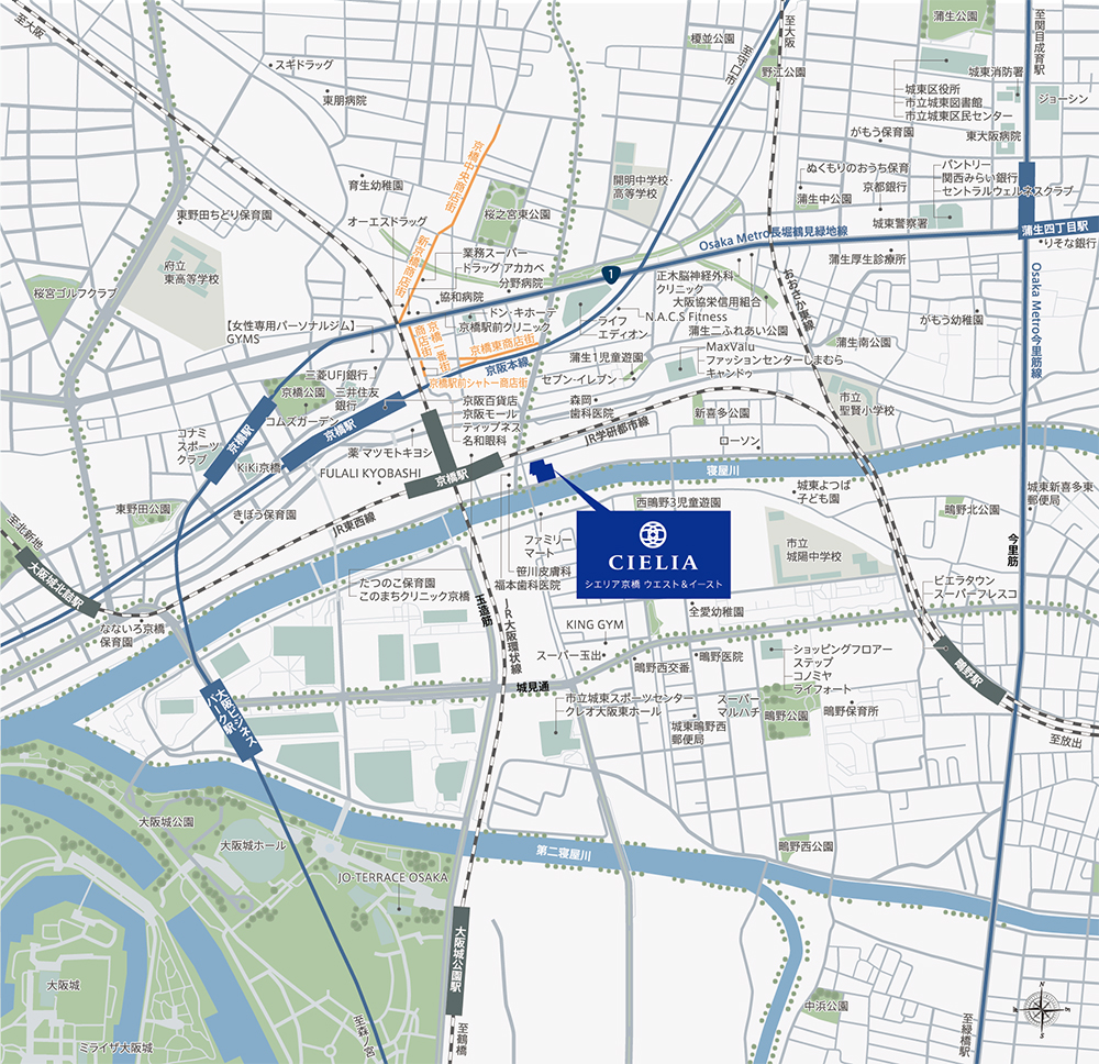 シエリア京橋 ウエスト＆イースト：案内図
