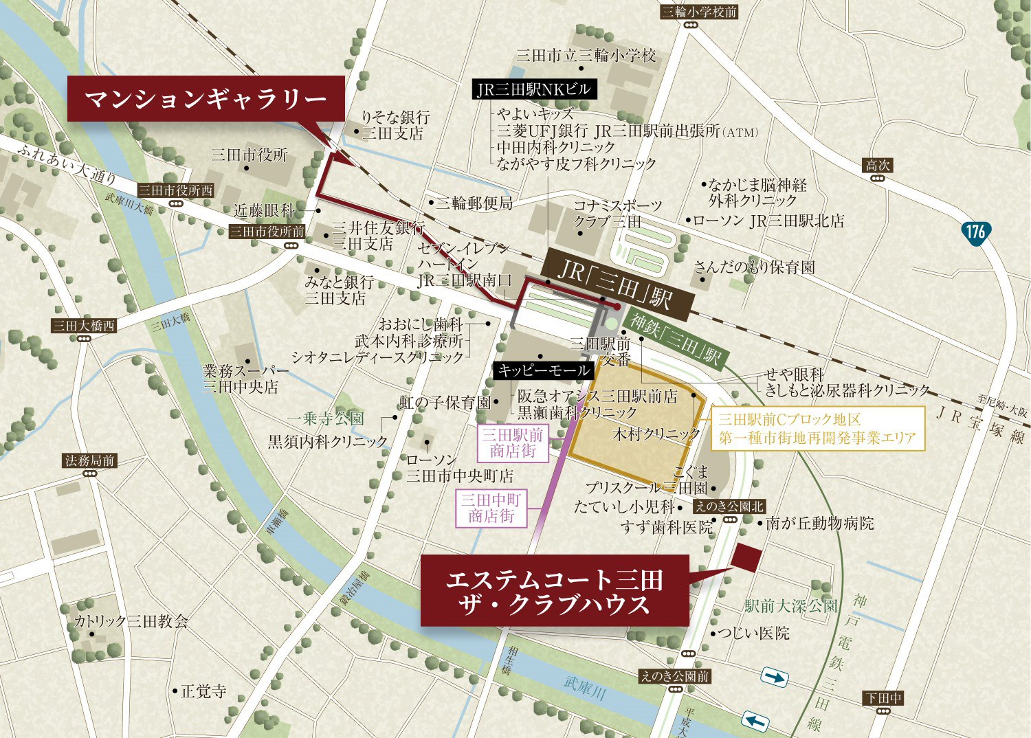 エステムコート三田 ザ・クラブハウス：モデルルーム地図