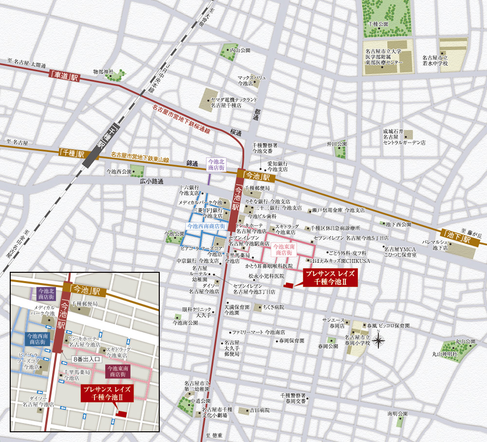 プレサンス レイズ 千種今池II：案内図