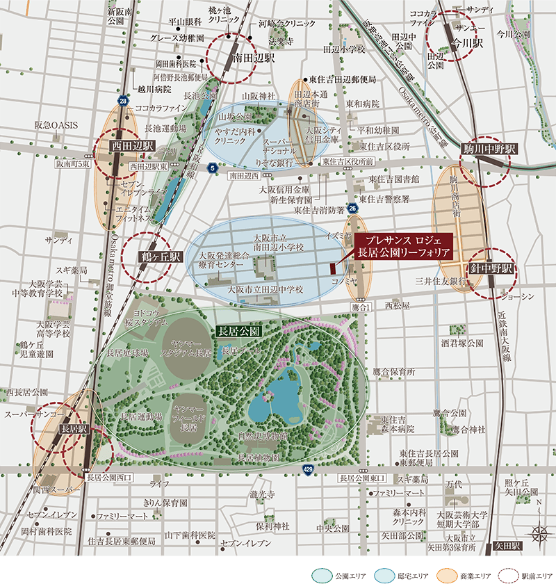 プレサンス ロジェ 長居公園リーフォリア：案内図