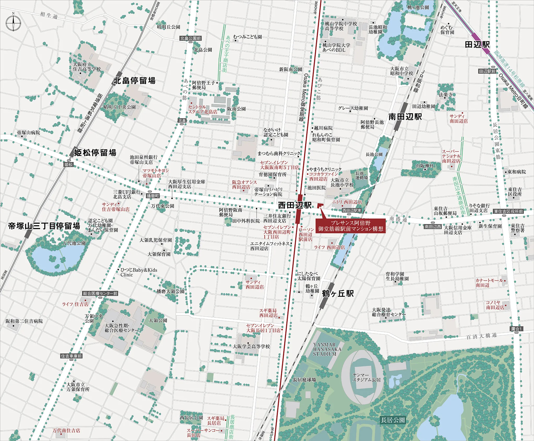プレサンス阿倍野御堂筋線駅前マンション構想：案内図