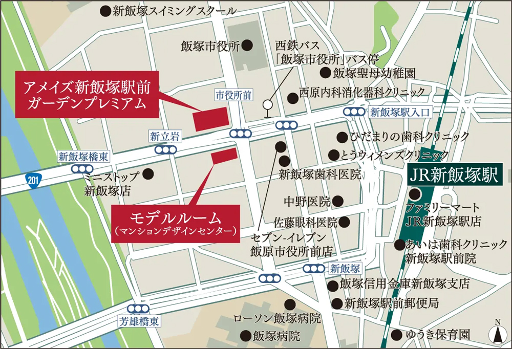 アメイズ新飯塚駅前ガーデンプレミアム：モデルルーム地図