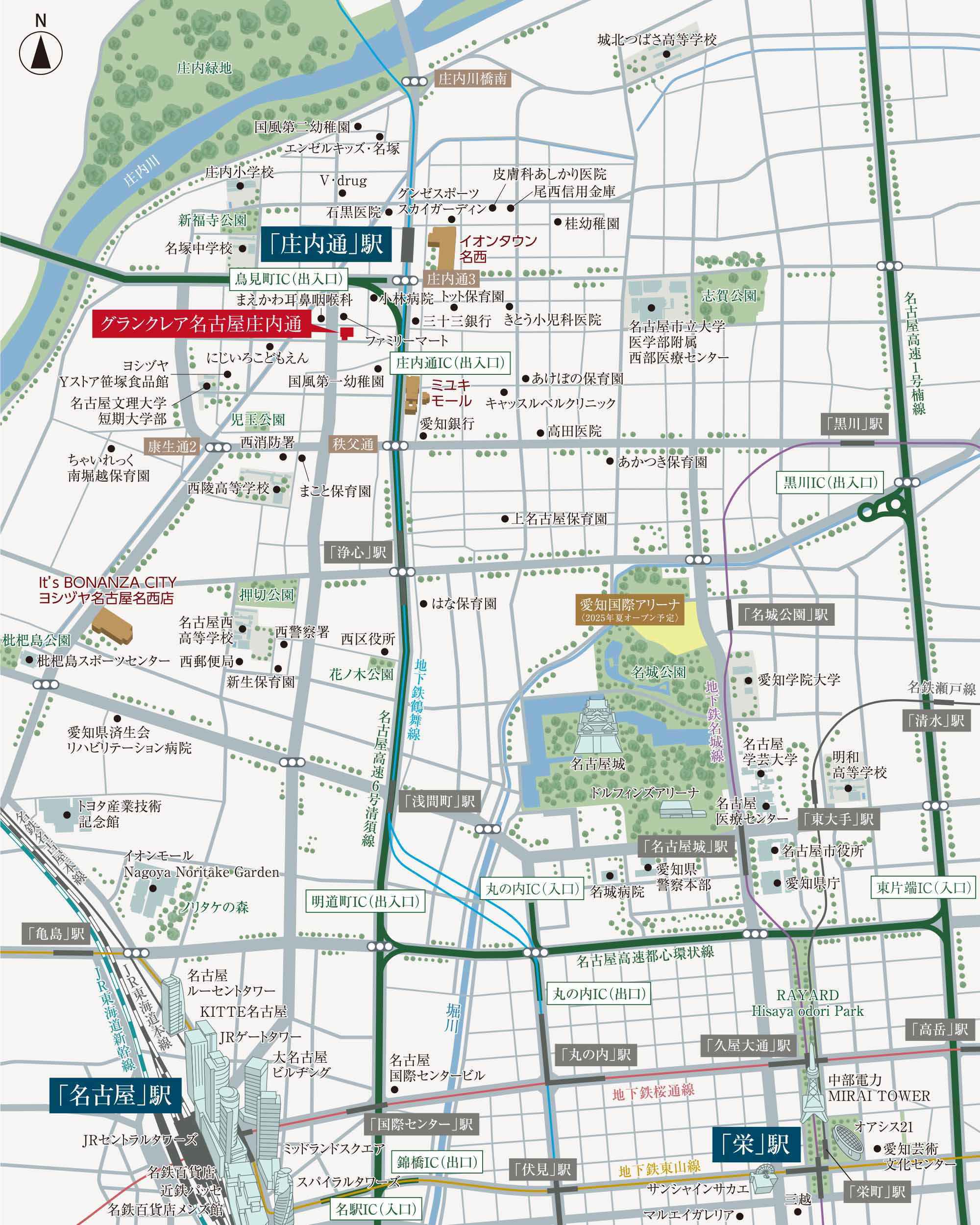 グランクレア名古屋庄内通：案内図