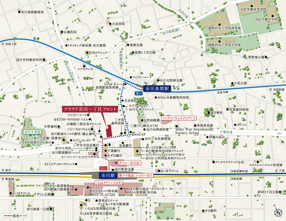 プラウド市川一丁目フロント：案内図
