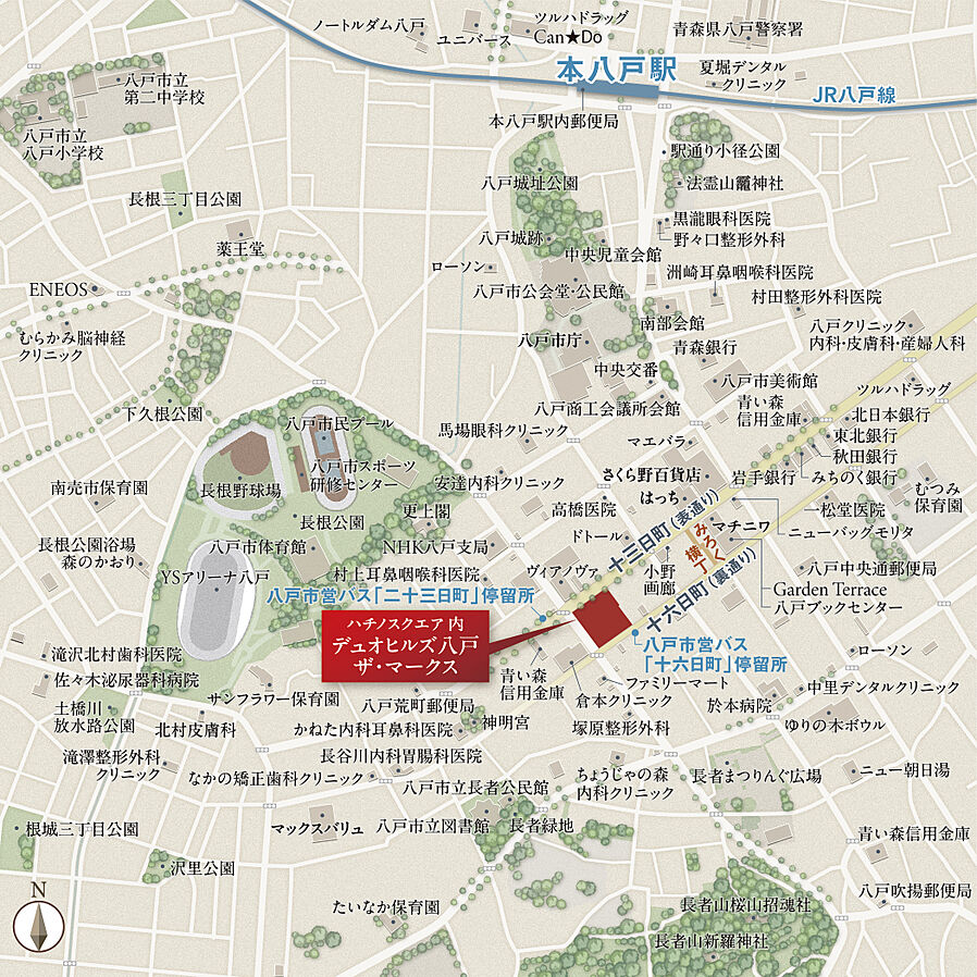 デュオヒルズ八戸ザ・マークス：案内図