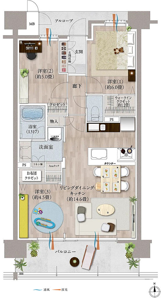 デュオヒルズ麓山ザ・レジデンス 間取り 【セミファイナルシーズン以降】C3