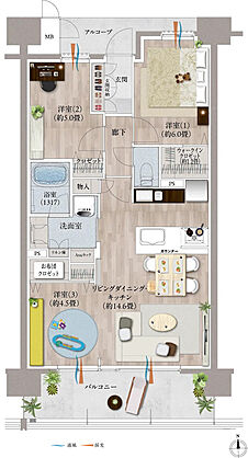 デュオヒルズ麓山ザ・レジデンス 間取り 【セミファイナルシーズン以降】C3