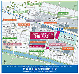 レーベン・グランデ美田園ONE FLAG モデルルーム案内図