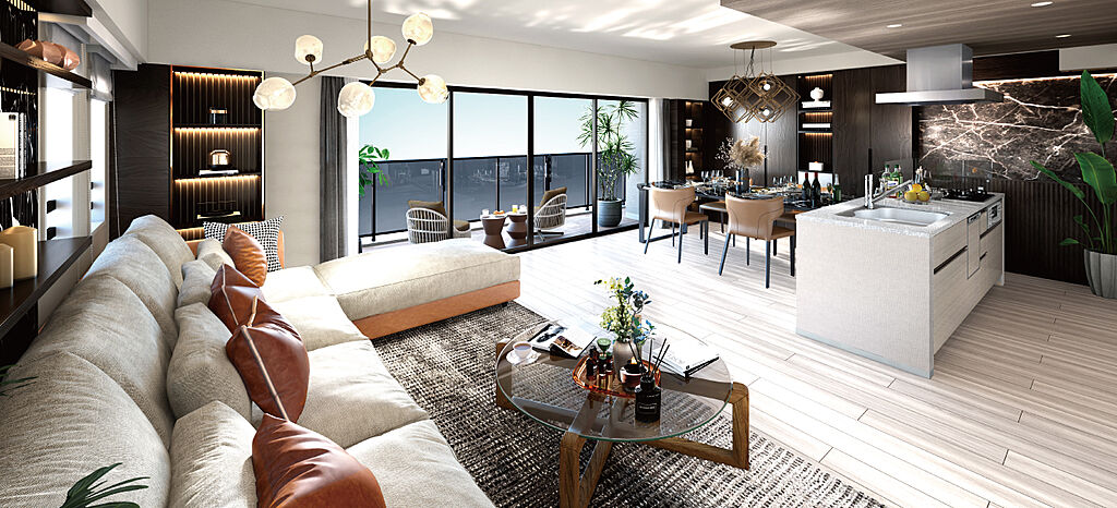 レーベン富山環水公園PEAK TERRACE リビング・ダイニング完成予想CG