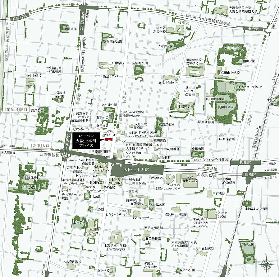 レーベン大阪上本町プレイズ：案内図