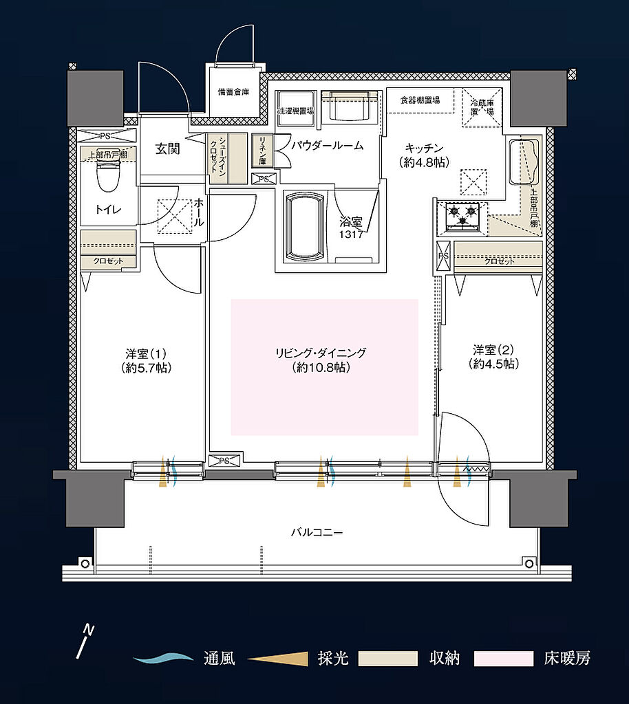 札幌住む都心PROJECT（ファインレーベングラン札幌 CORE・ファインレーベングラン札幌 EDGE） 間取り J