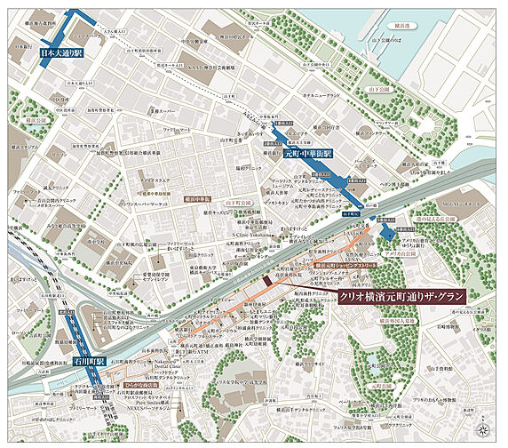 クリオ横濱元町通りザ・グラン 現地案内図