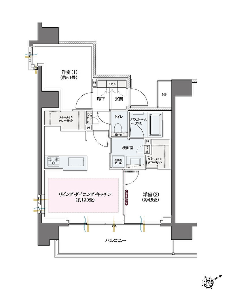 クリオ ラベルヴィ本八幡 間取り E
