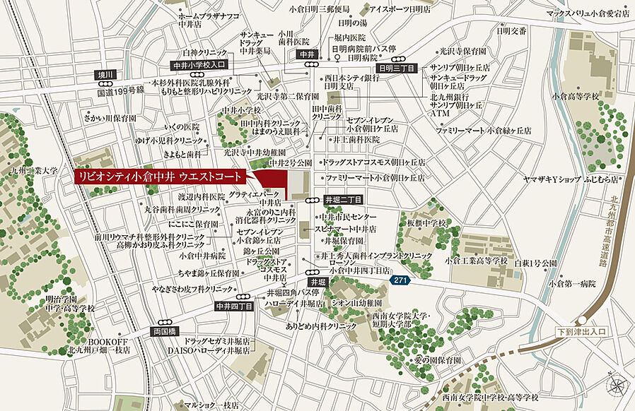 リビオシティ小倉中井 ウエストコート：案内図