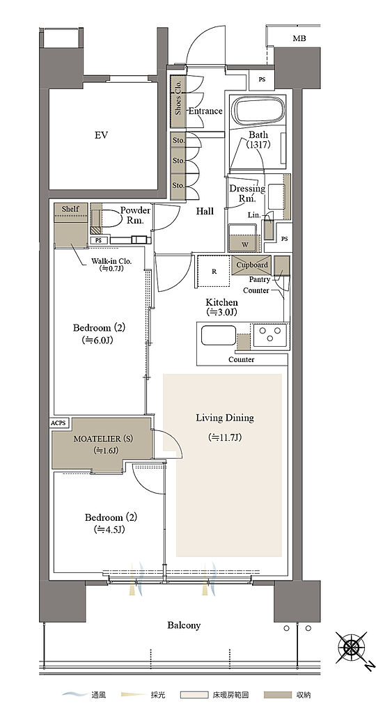 リビオシティ文京小石川 間取り 【先着順】A-60C