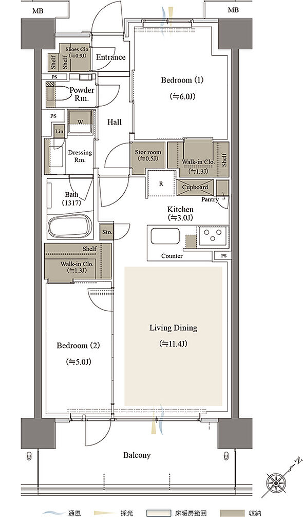 リビオシティ文京小石川 間取り 【第三期1次】C-60G