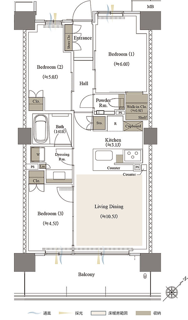 リビオシティ文京小石川 間取り 【第三期1次】C-63D