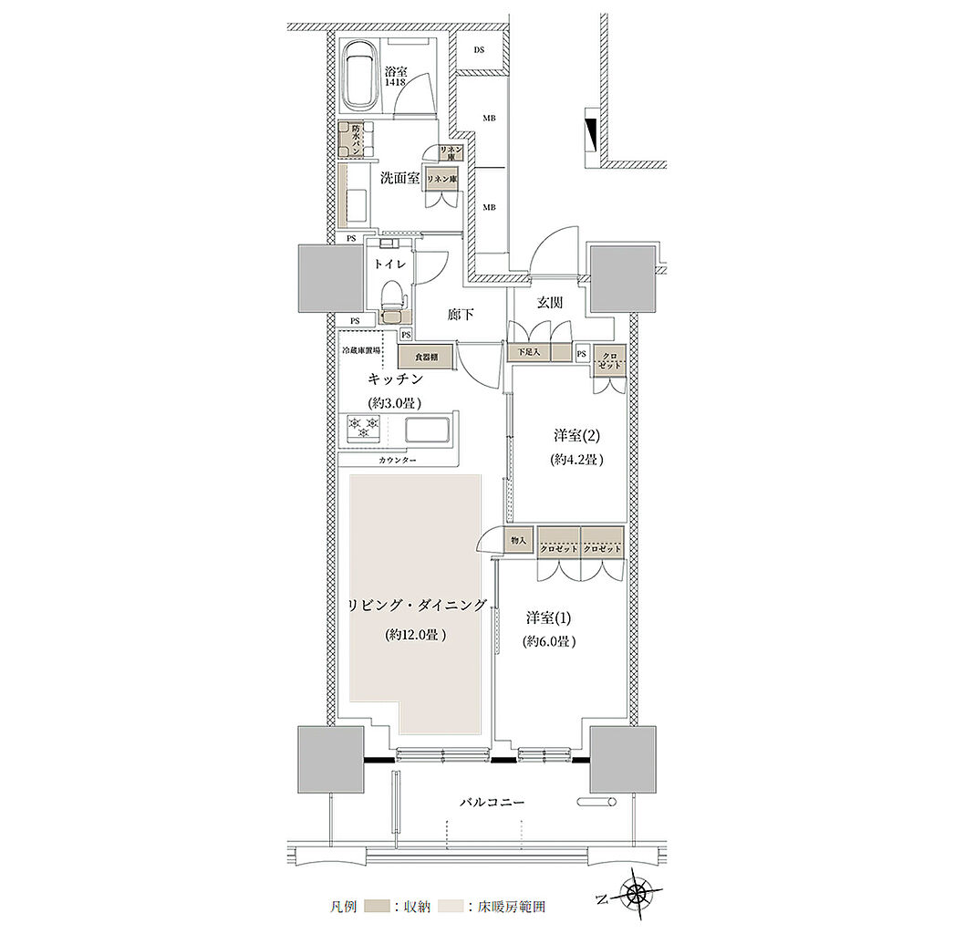 ルネタワー八王子 間取り 60B2 