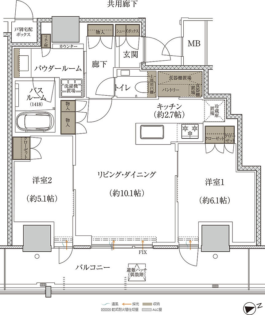 プレミストタワー千里丘 間取り P-I