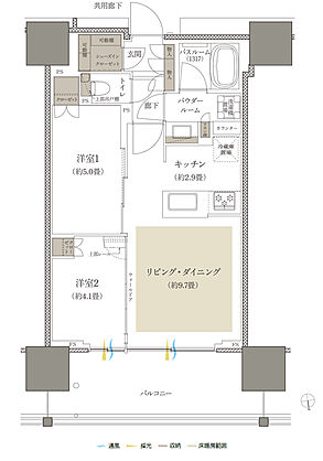 プレミストタワー船橋 間取り 50B-2