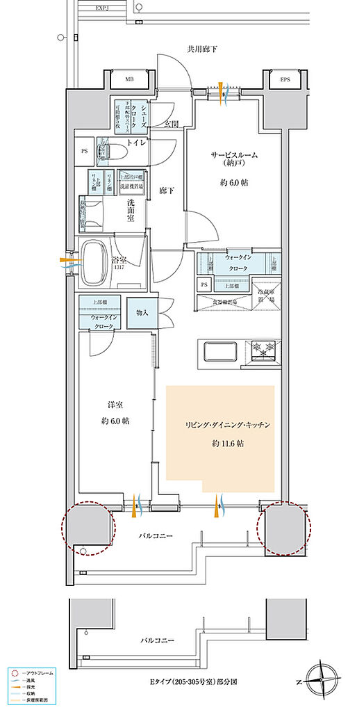 サンクレイドル浅草III 間取り E