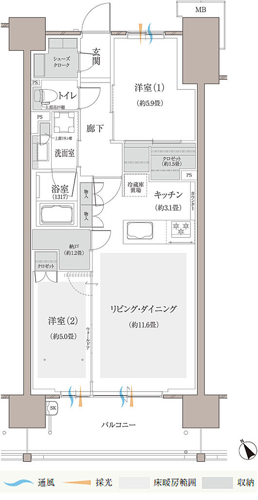 多摩川シーズンズ 間取り 【先着順】C42
