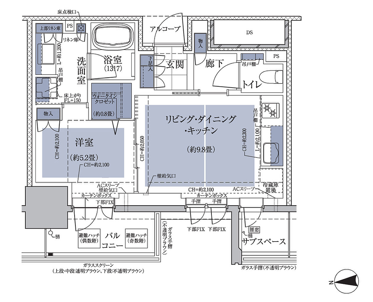 グランドメゾン梅田レジデンスタワー 間取り S-40Wa【MENU PLAN1】