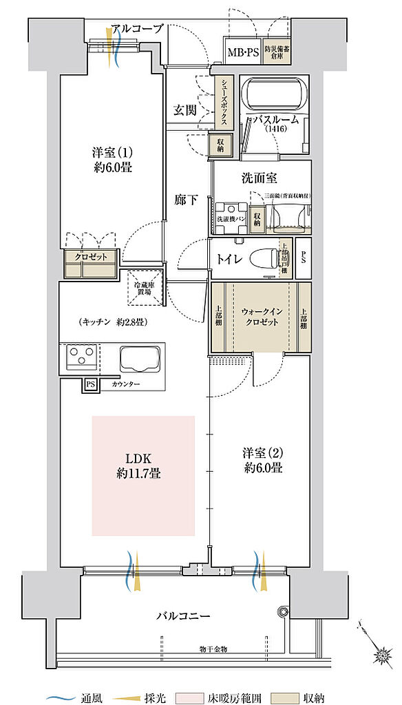 ワコーレ西明石クオリアコート 間取り B