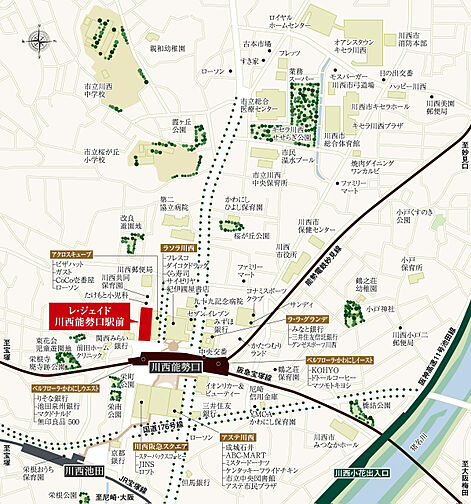 レ・ジェイド川西能勢口駅前 現地案内図