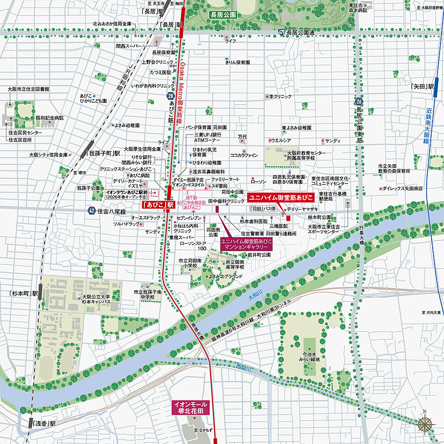 ユニハイム御堂筋あびこ：モデルルーム地図