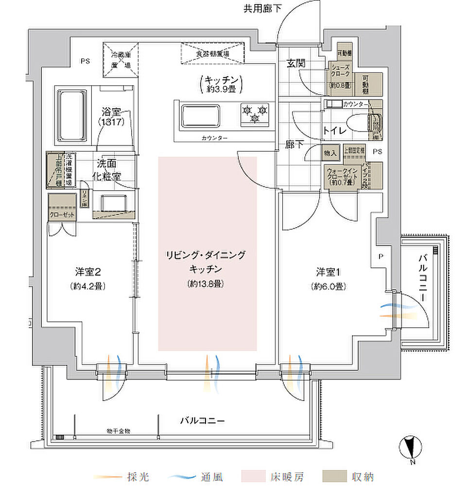 ウィルローズ谷中銀座 間取り E