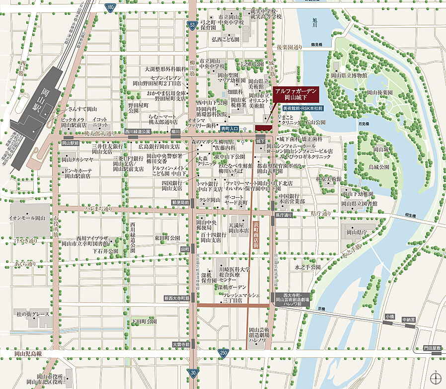 アルファガーデン岡山城下：案内図