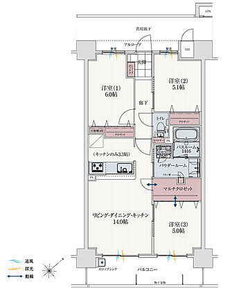 アルファスマート北田宮 間取り D
