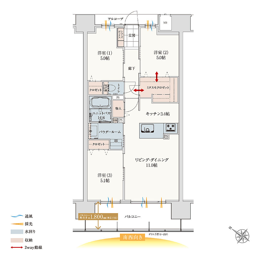 アルファステイツつくばみどりの 間取り B
