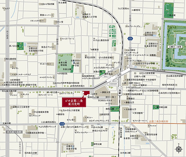 ジオ京都二条東月光町 現地案内図