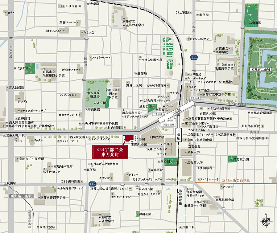 ジオ京都二条東月光町：案内図