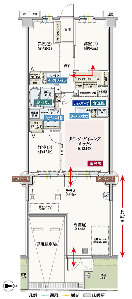 エクセレントシティ元住吉ザ・レジデンス 間取り B1g'