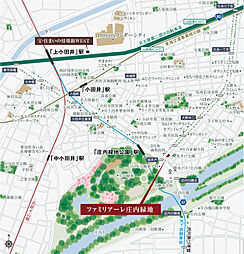 ファミリアーレ庄内緑地 現地案内図