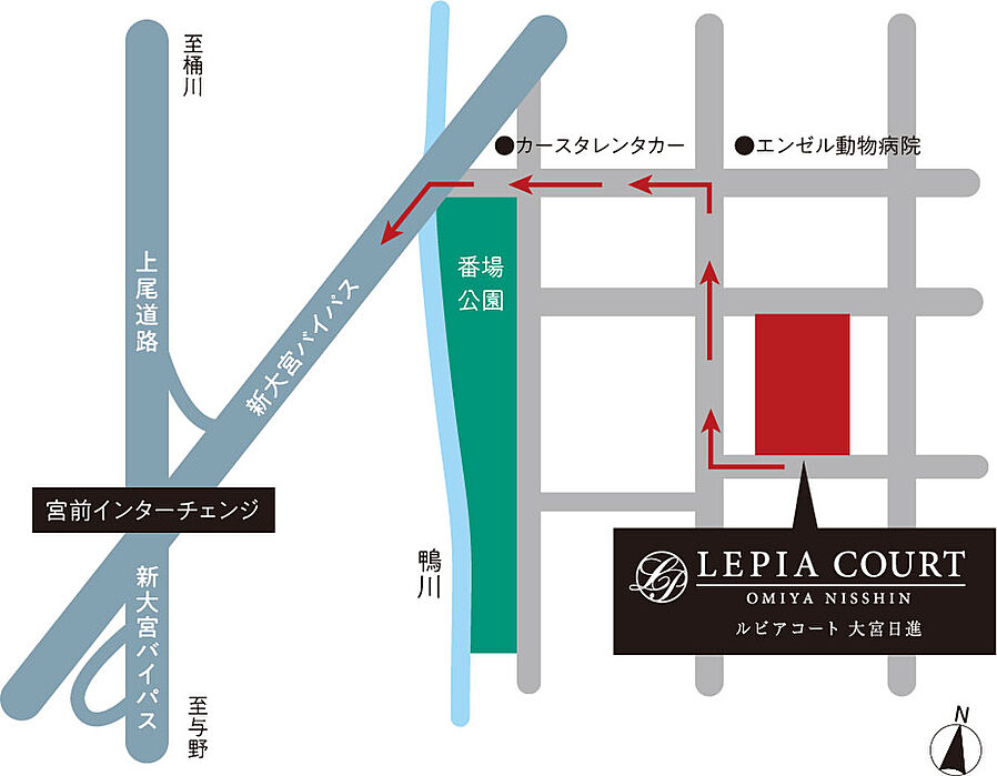 ルピアコート大宮日進：交通図