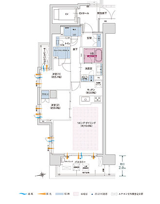 グラディス稲荷町リバークロス 間取り A1【メニュープラン】