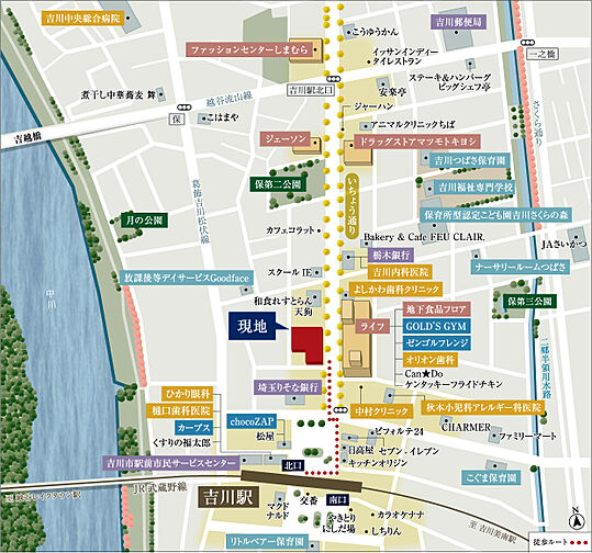 プレティナレジデンス吉川 現地案内図