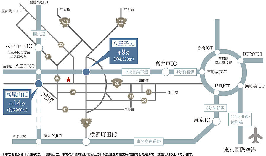 プレシス西八王子リバーサイド：交通図